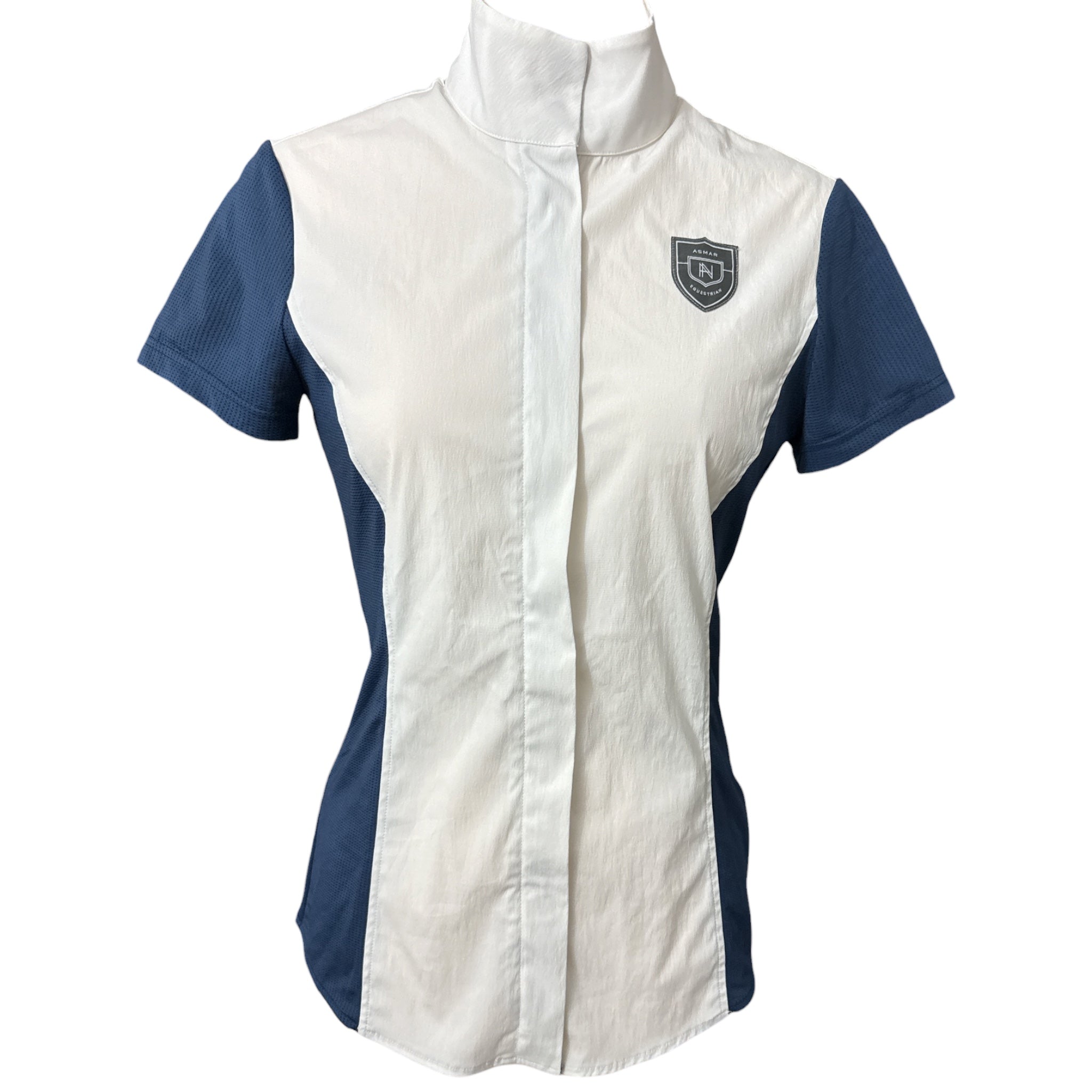 Noel Asmar Equestrian Mesh Show Shirt - White/Blue Size XS