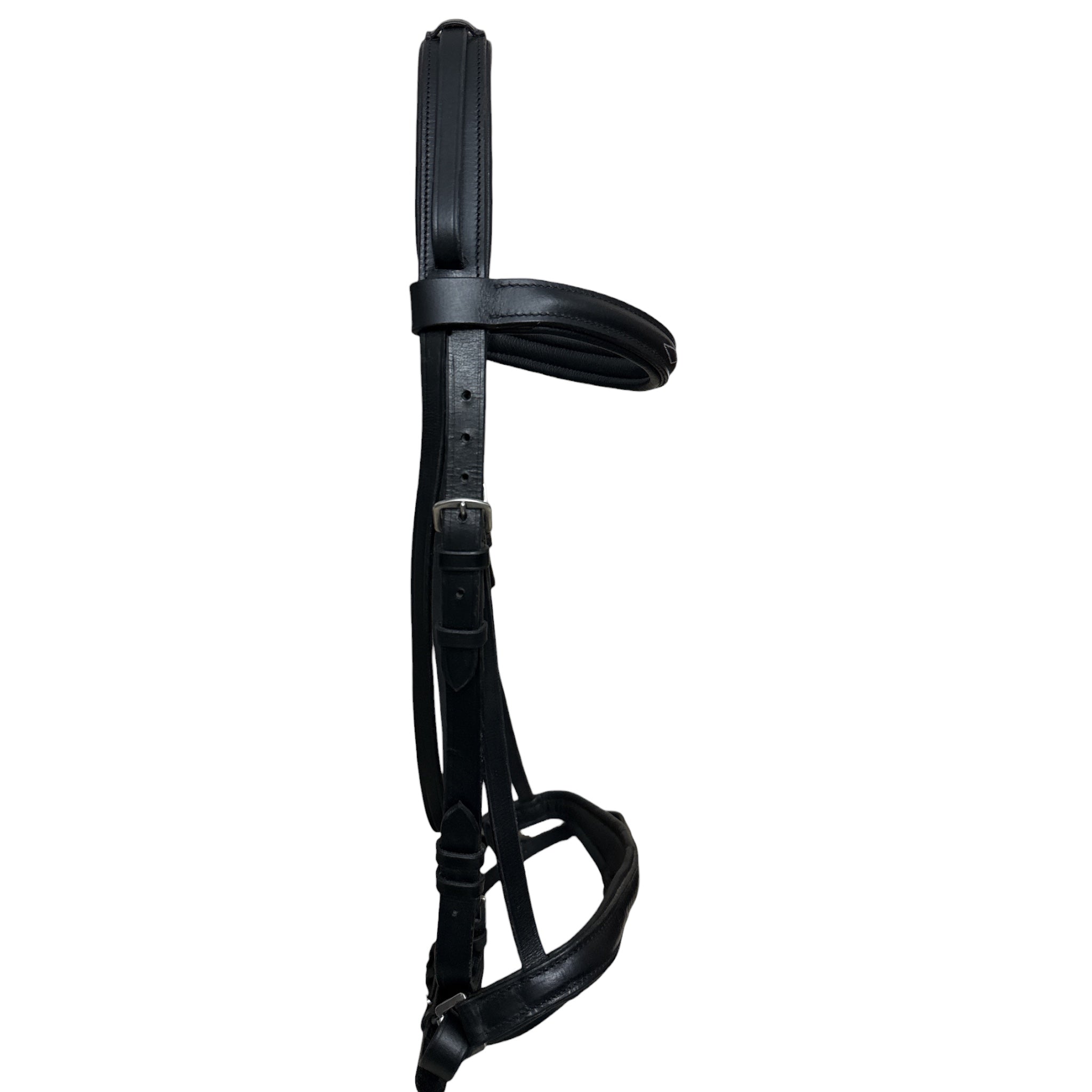 Black Leather (Unbranded) Flash Bridle with Web Reins- Full/Horse Size NEW