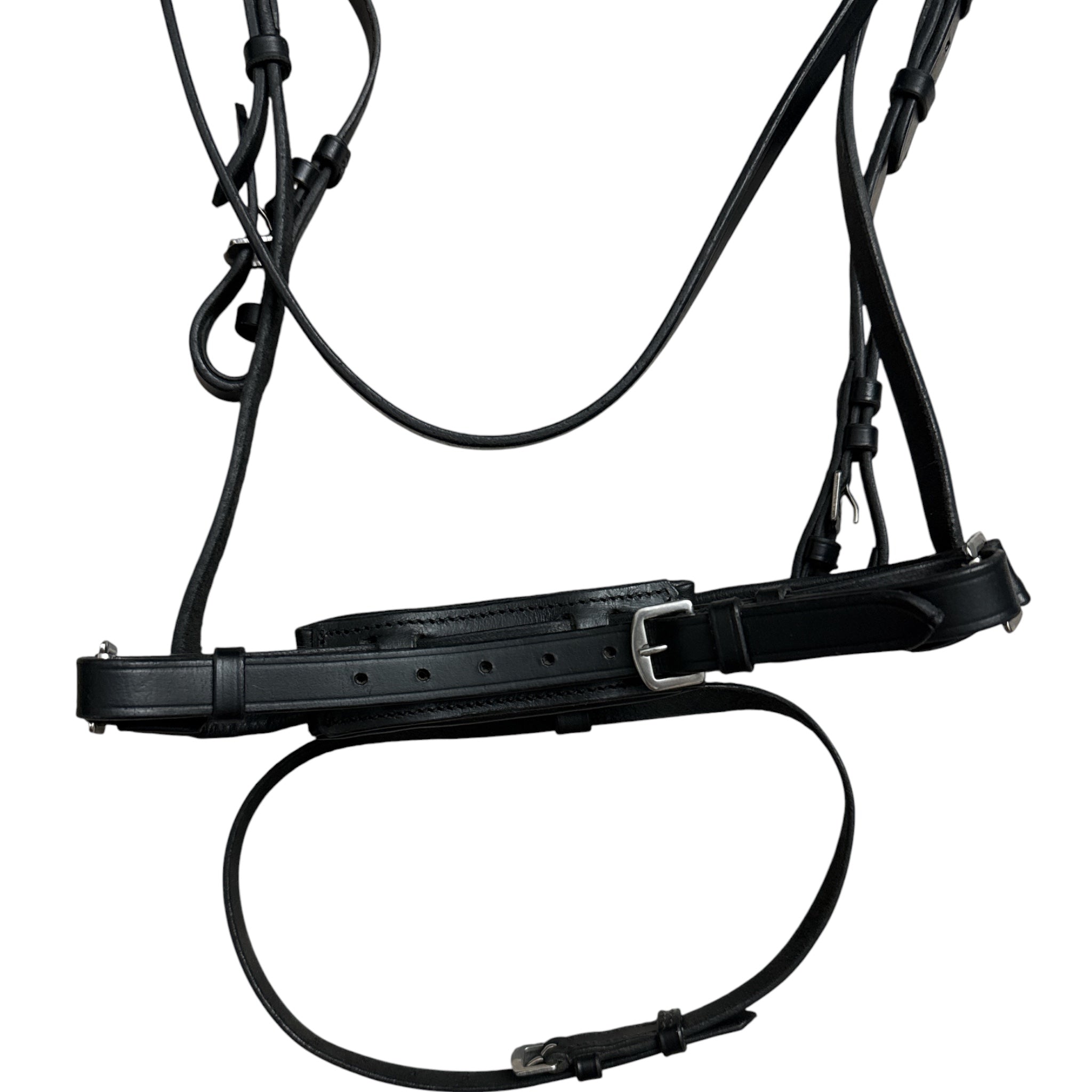 Black Leather (Unbranded) Flash Bridle with Web Reins- Full/Horse Size NEW