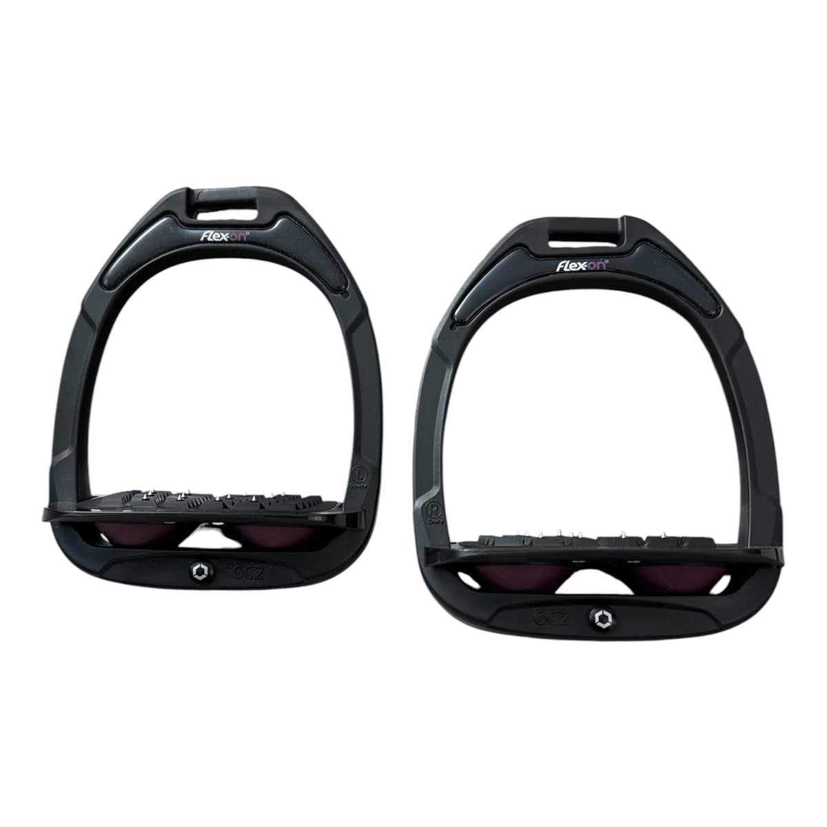 Flex-On Composite w/Incline Ultra Grip Stirrups - Black & Plum NEW
