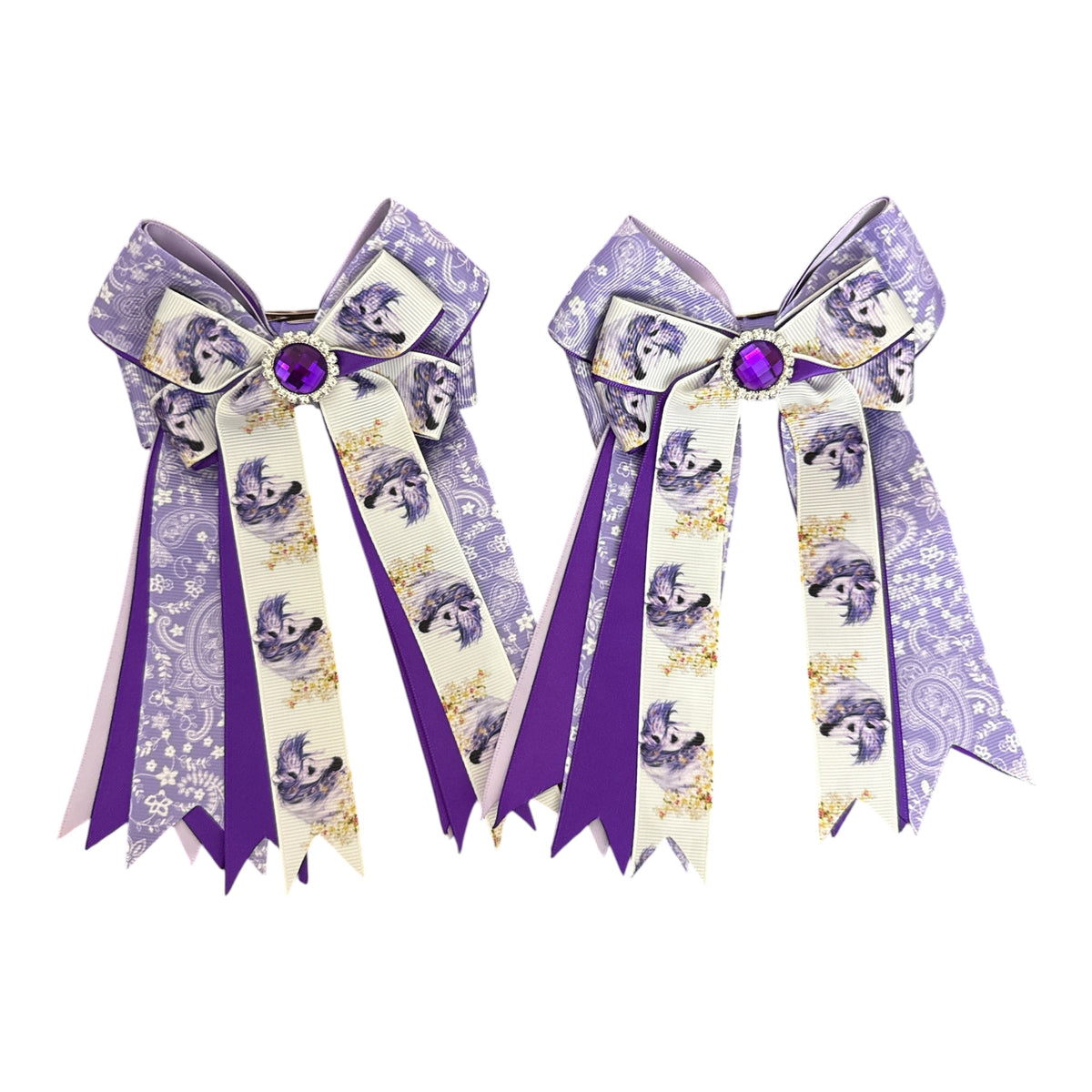 Purple Pony Show Bows with Clips
