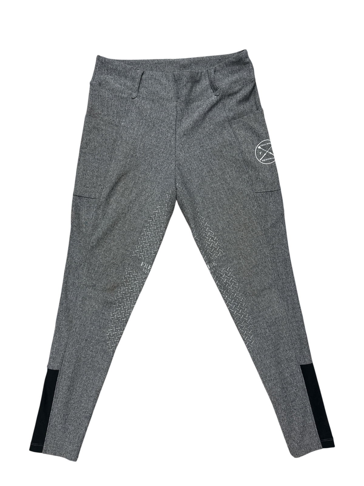 Free Ride Lux Hybrid Breeches (Pull-On) Full Seat - Grey Tweed / Size Large