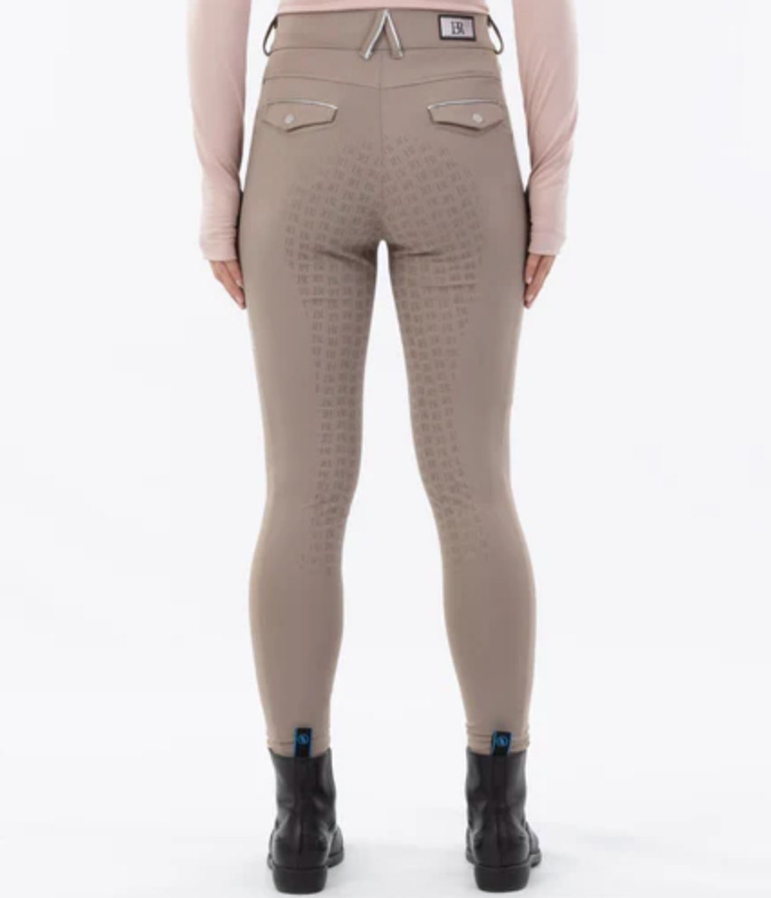 BR Equestrian Dionne Full Grip Seat Breech -Taupe Grey Tan / Size EU 34 (US 22) NEW