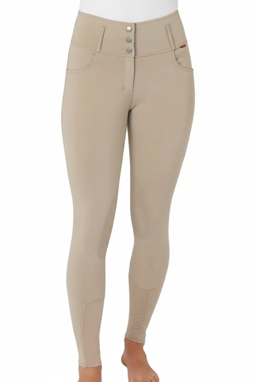 B Vertigo Meghan High Waist Knee Grip Breeches - Weathered Teak Tan / Size US 24 (EU 36) NEW