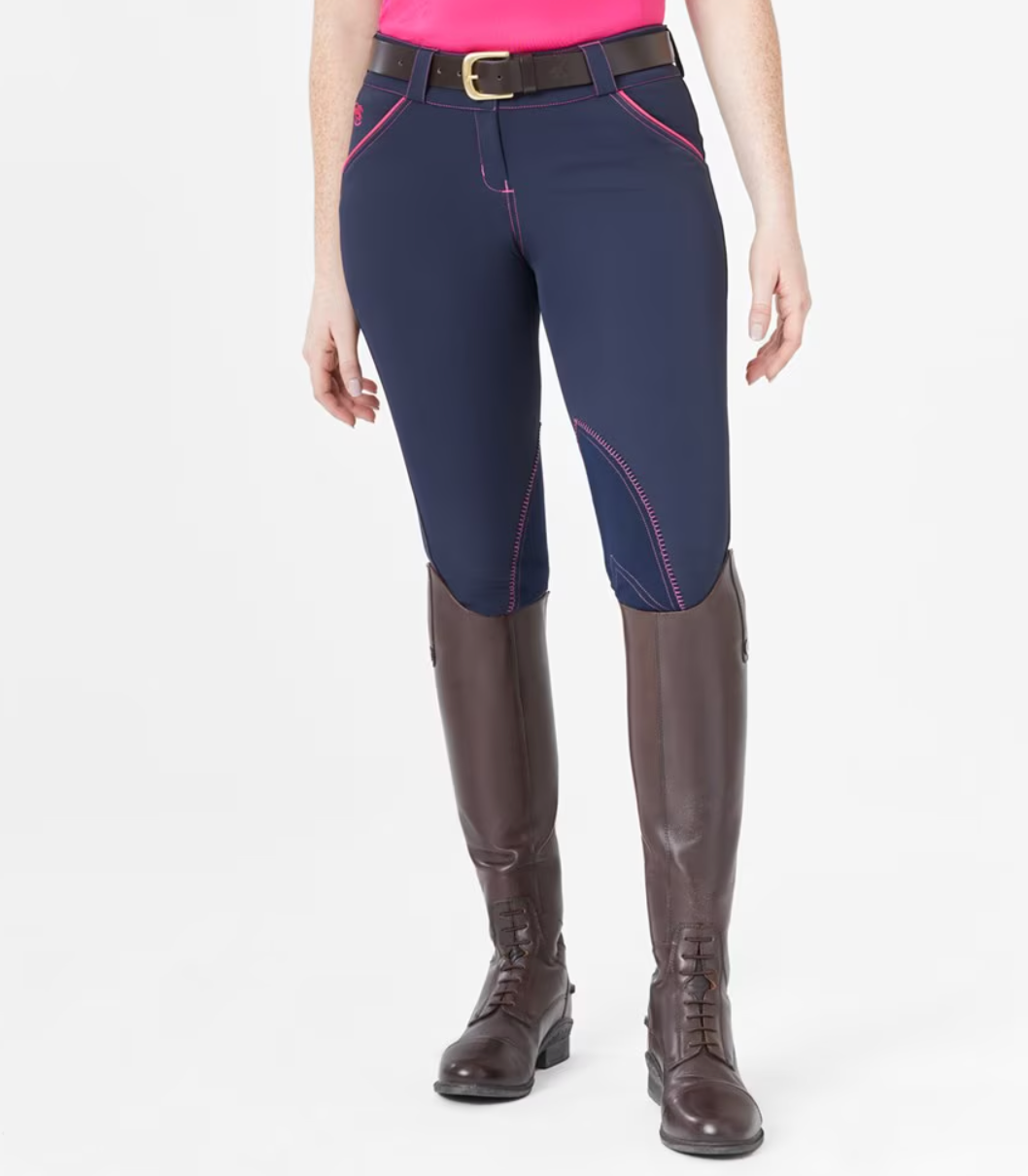 SmartPak Piper Evolution Knee Patch / Navy with Pink - Size US 26