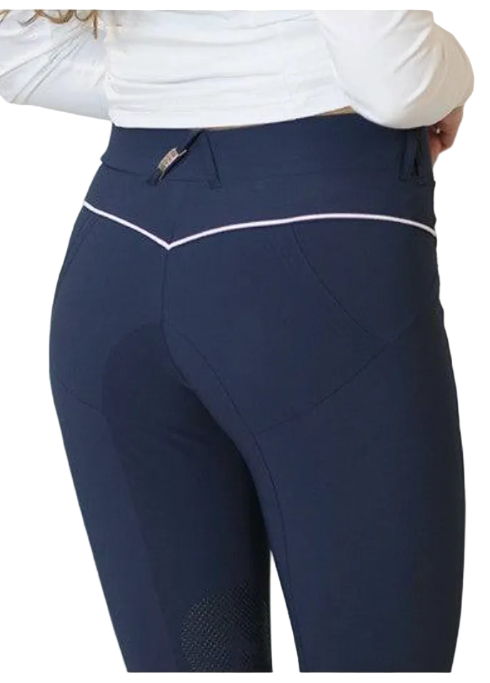 For Horses Athena Riding Knee Grip Leggings - Navy / Size Small