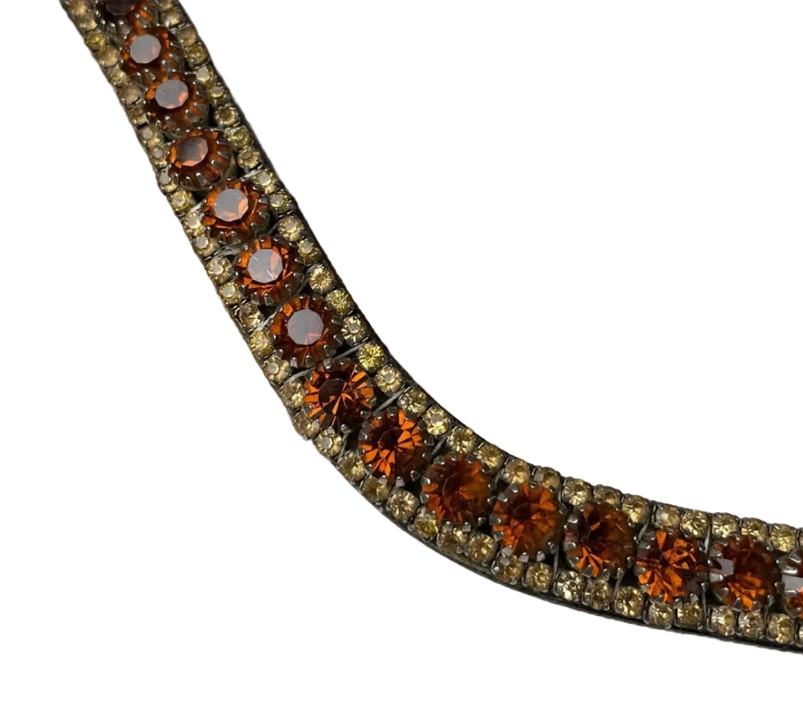 PS of Sweden Topaz Crystal Browband - Brown Leather / Full Size
