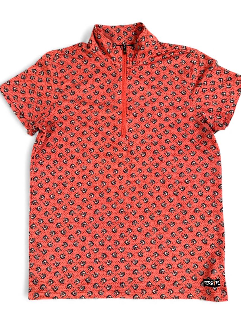 Kerrits Kids Ice Fil Short Sleeve Shirt - Orange Print / Size Youth Large