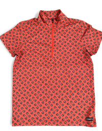 Kerrits Kids Ice Fil Short Sleeve Shirt - Orange Print / Size Youth Large