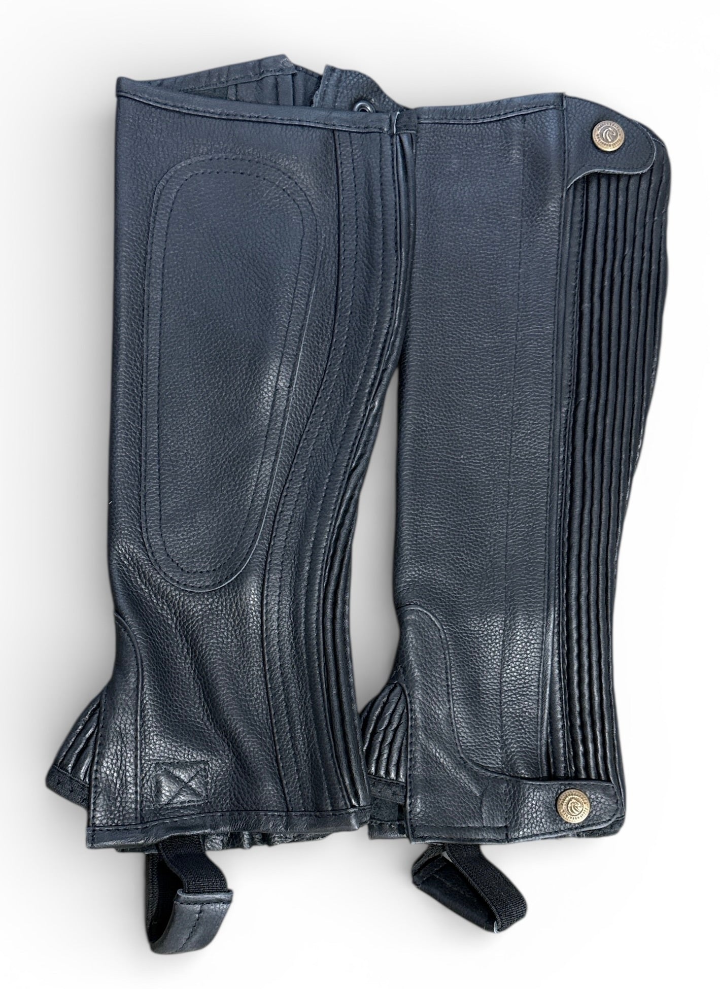 Perri's Professional Child Leather Zip Half Chaps - Black Youth Large  Calf /Tall  NEW