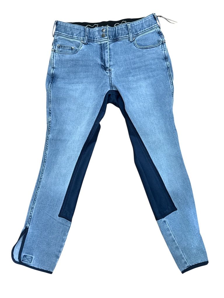 Goode Rider Equestrian Jean Denim Full Seat Breeches Light Blue Wash 32R