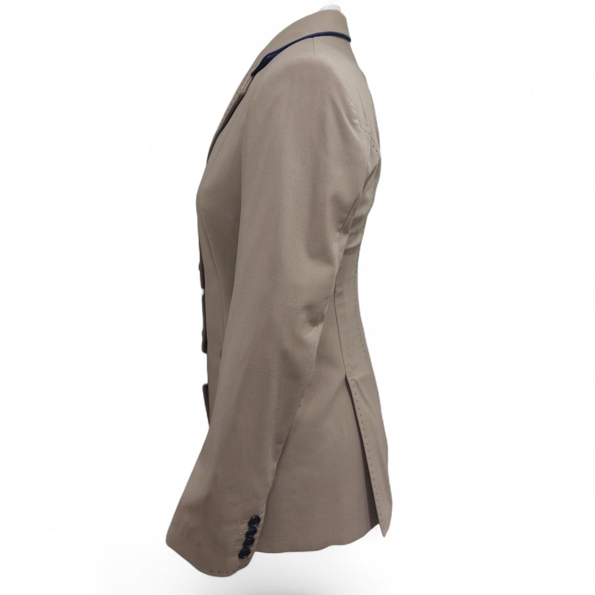 ALE Tailored Clothing Custom Show Coat "The Iconic" Women's Tan with Blue Trim / Size IT 40