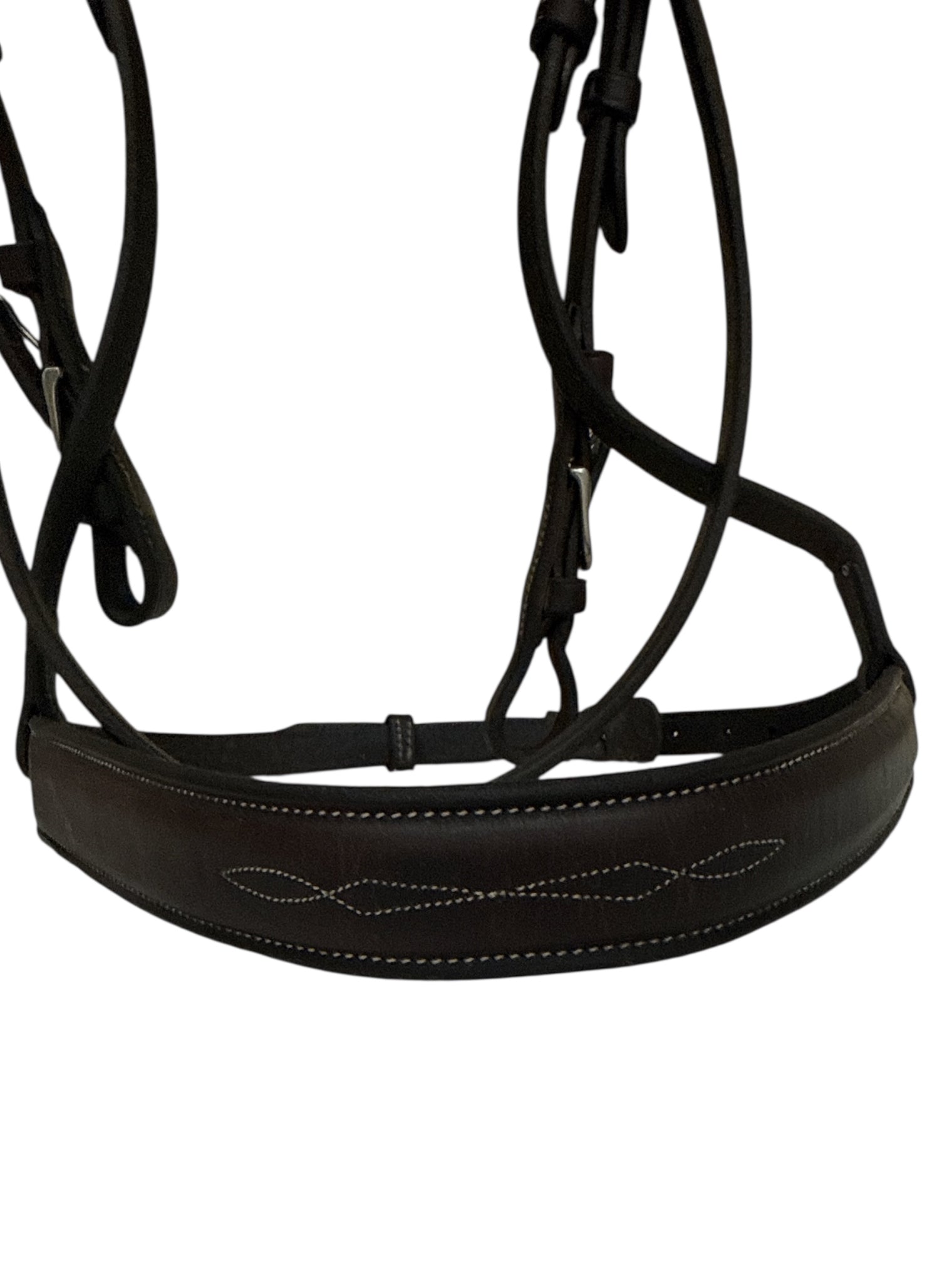Vespucci Fancy Stitch Raised Bridle with Swarovski Crystal  Brow Band - Dark Brown / Horse Size
