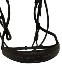 Vespucci Fancy Stitch Raised Bridle with Swarovski Crystal  Brow Band - Dark Brown / Horse Size
