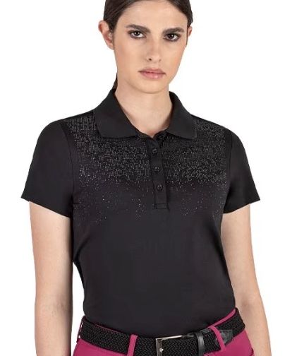 Equiline Women's Short Sleeve Gillis Polo with Crystals Black / Size Medium