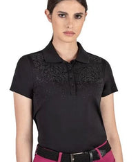 Equiline Women's Short Sleeve Gillis Polo with Crystals Black / Size Medium