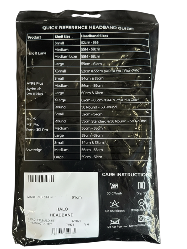 Charles Owen Halo Headband Liner Replacement - Size 61 cm NEW