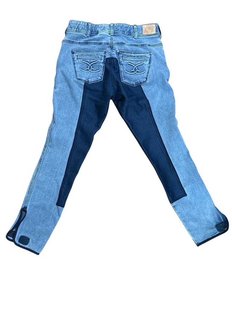 Goode Rider Equestrian Jean Denim Full Seat Breeches Light Blue Wash 32R