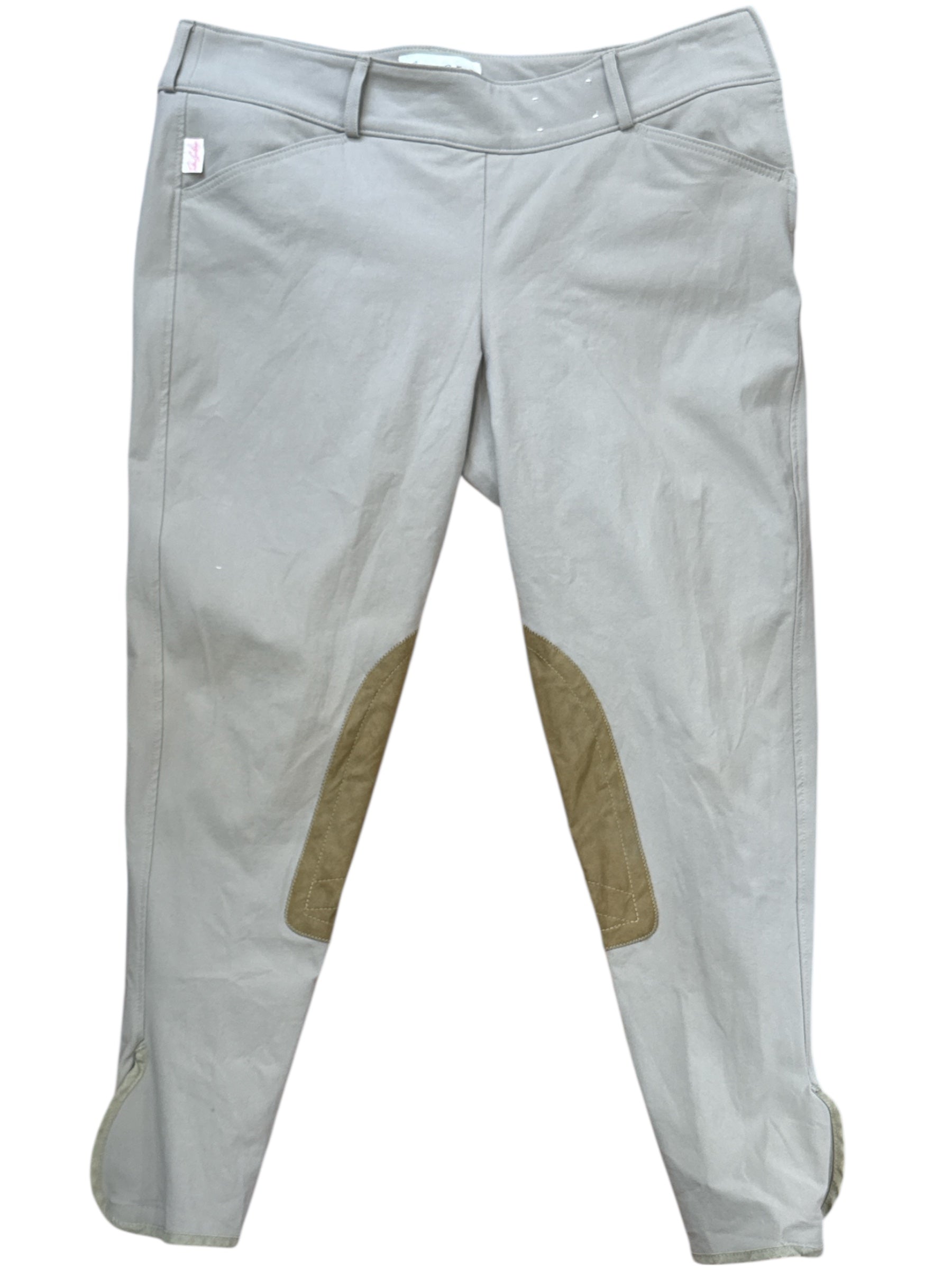 The Tailored Sportman Trophy Hunter Size Zip Knee Patch Breeches (Style #1964) Tan /  Size US 34