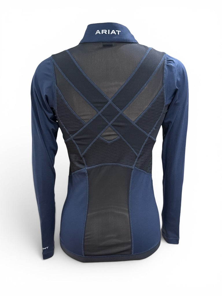 Ariat Women's Ascent 1/4 Zip Baselayer Training Shirt - Navy / Size Small
