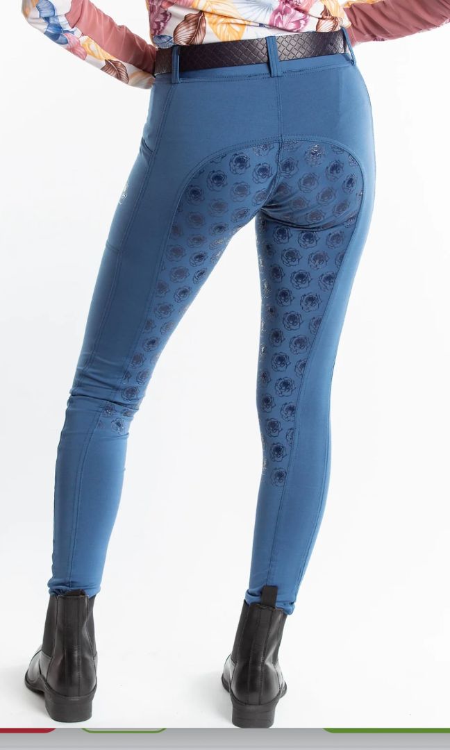 Hannah Childs Danielle Full Seat Riding Tights- Stone Blue / Size Medium NEW