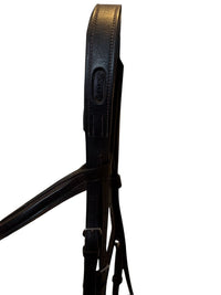 Ovation Elite Fancy Raised Flat Wide Noseband Traditional Crown -  Dark Brown / Full Size - (No Reins)