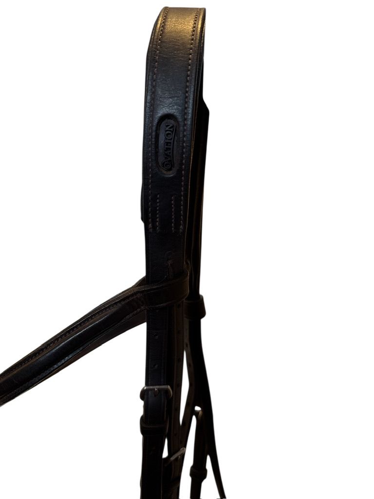 Ovation Elite Fancy Raised Flat Wide Noseband Traditional Crown -  Dark Brown / Full Size - (No Reins)