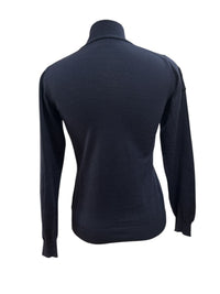 Cavalleria Toscana Logo 1/4 Zip Pullover Wool Blend Sweater Navy Blue Medium