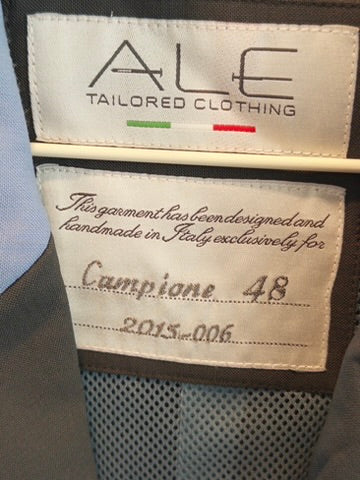 ALE Tailor Made Custom Show Coat Men's "The Iconic" "Campione" Grey with Light Blue Contrast Collar IT48