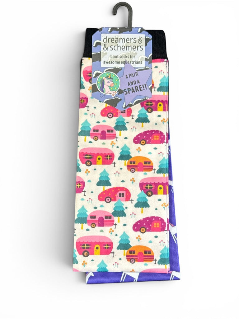 Dreamers & Schemers Glamping "A Pair and A Spare" Boot Socks New w/Tags One Size NEW