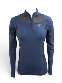 Ariat Women's Ascent 1/4 Zip Baselayer Training Shirt - Navy / Size Small