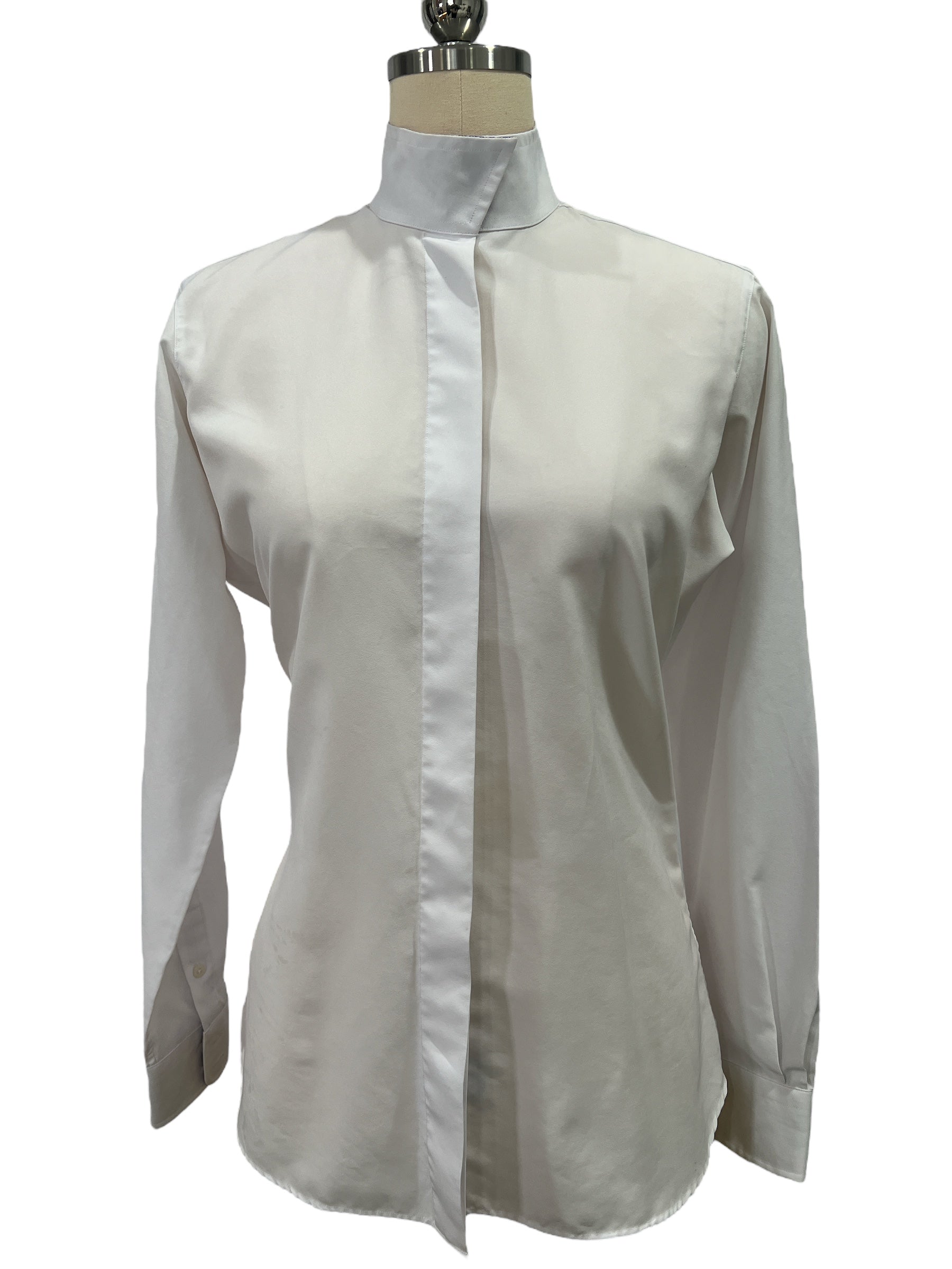 Essex Classics Women's Stella Fitted Wrap Collar Show Shirt - White Purple Paisley / Size 36