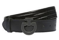Cavalleria Toscana Women's / Men's Woven Leather CT Buckle Belt - Black / Size Large