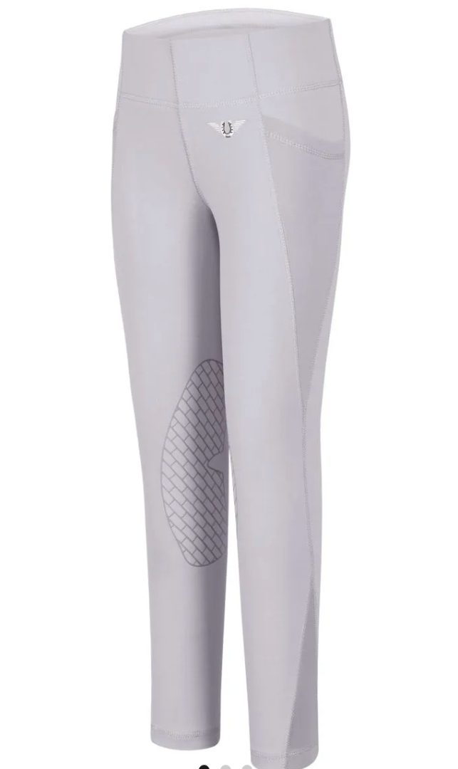 TuffRider Kids' Minerva EquiCool Tights - Lilac Gray / Size Youth Small NEW