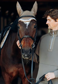 B Vertigo Cameron Ear Bonnet / Fly Net - Fossil Brown / Pony Size   NEW