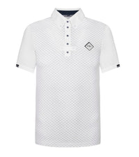Fair Play Men's John Short Sleeve Polo Show Shirt - White Grey Print / Size Large  NEW
