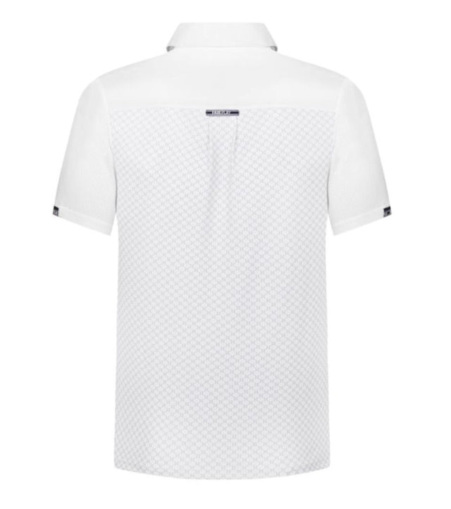 Fair Play Men's John Short Sleeve Polo Show Shirt - White Grey Print / Size Large  NEW