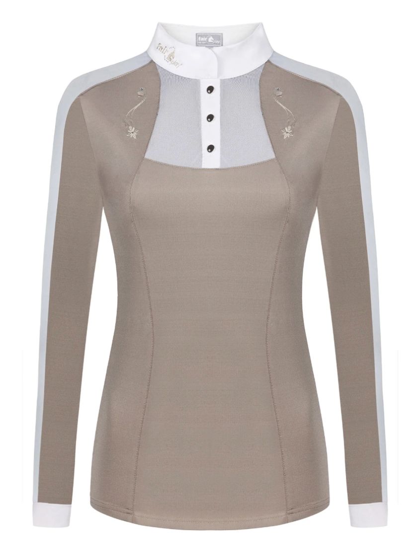 Fair Play Women's Lorella Long Sleeve Show Shirt - Beige / Size XS (EU 34)  NEW