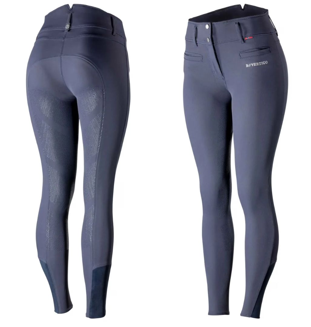 B Vertigo Tiffany Silicone Full Seat Breeches - Navy Blue / Size US 34 (EU 46)  NEW