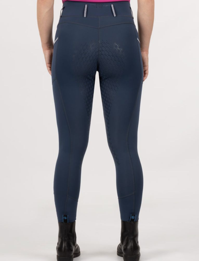 BR Equestrian Christene Tregging Full Seat Grip Breeches - Navy Sky / Size EU 34 (US 22)   NEW