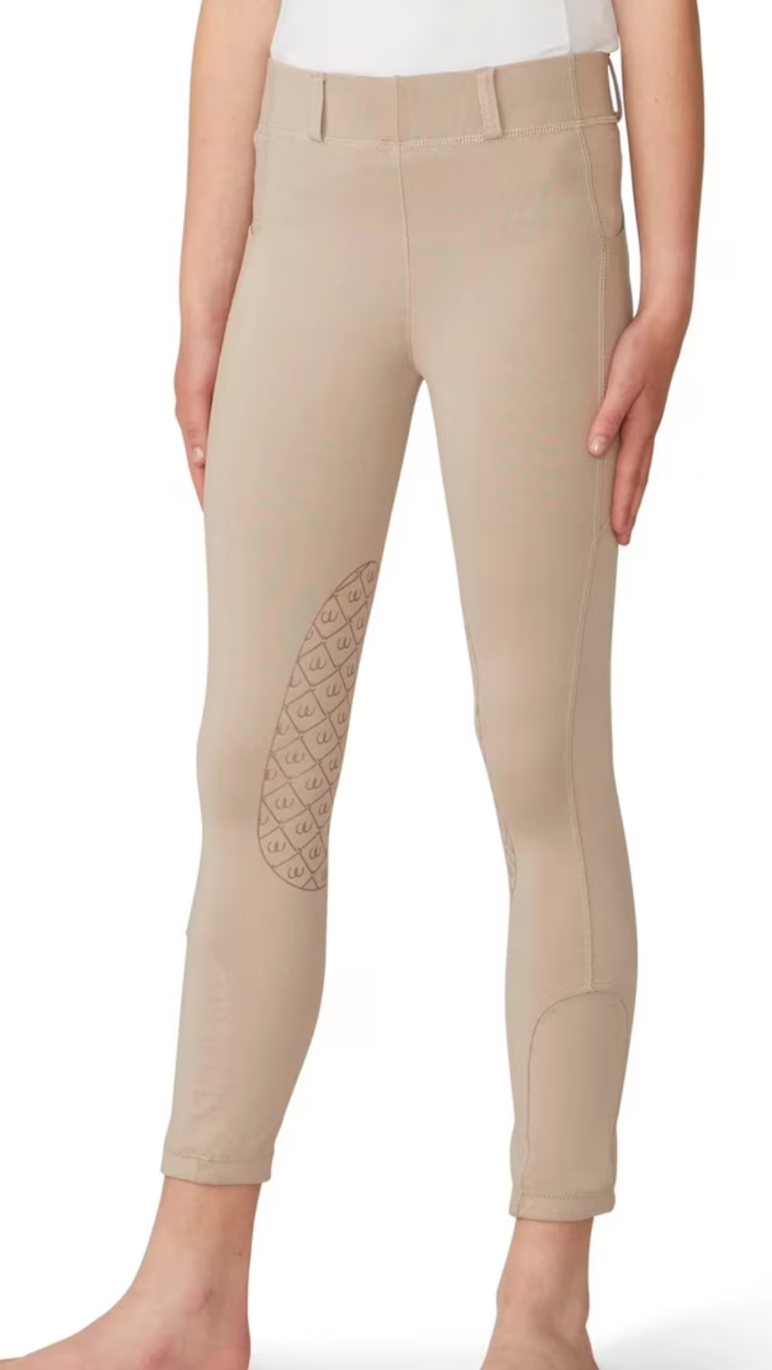 Ovation Kid''s Aerowick GripTech Knee Patch Jods  - Neutral Beige / Size Youth Medium (10)  NEW