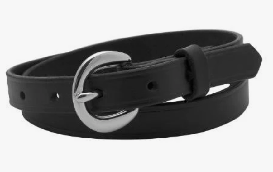 Perri's Flat Leather Belt - Black / Size Medium  NEW