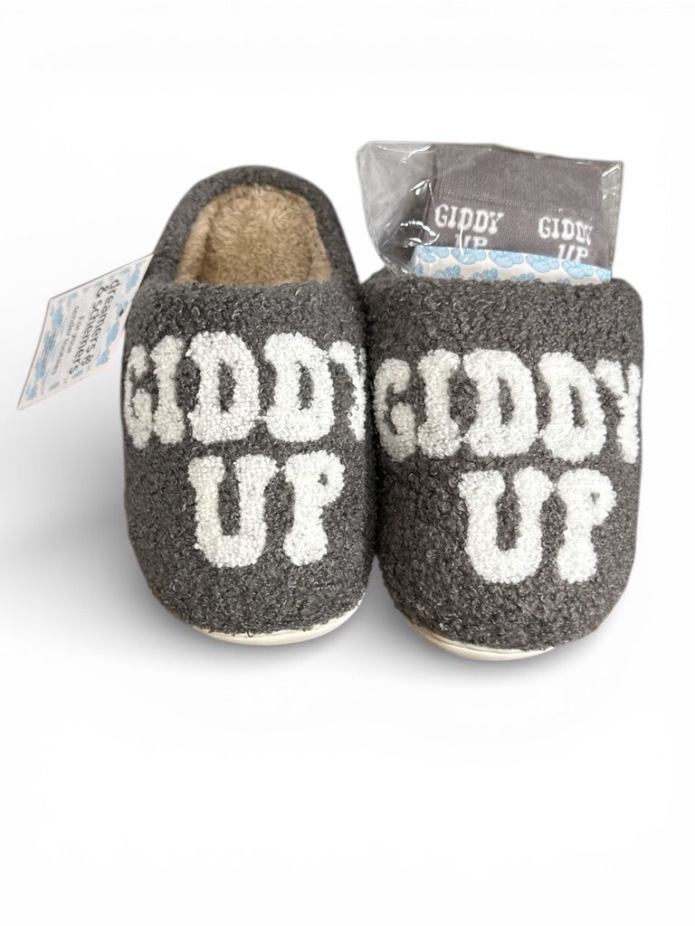 Dreamers and Schemers "Giddy Up" Slippers with Socks Size 33/34 (Small) NEW
