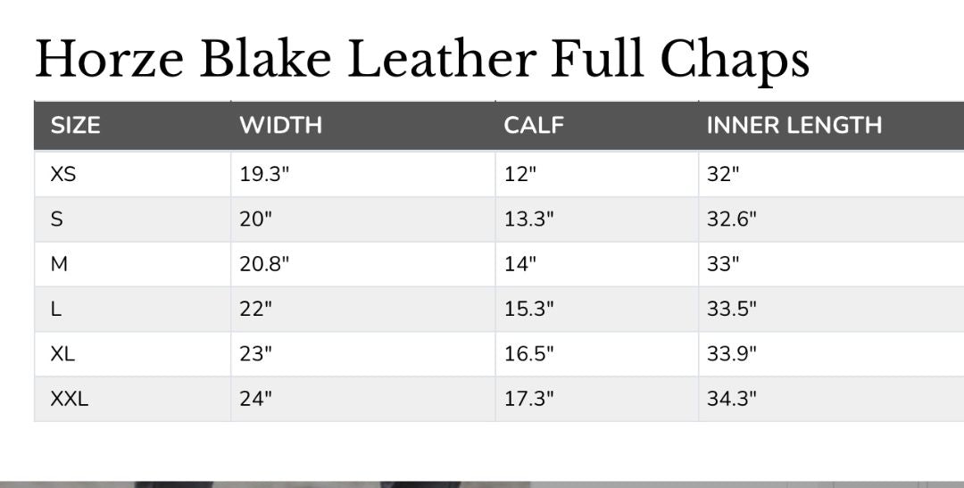 Horze Blake Leather Full Chaps Black - M