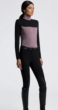 Cavalleria Toscana Technical Wool Turtleneck Training Polo Shirt Black / Grape Shake Medium