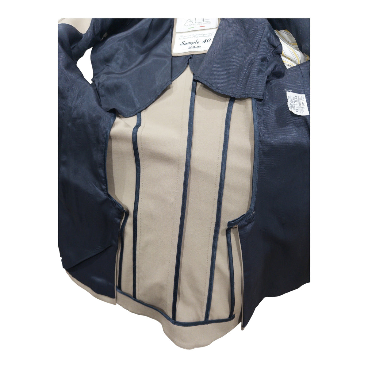 ALE Tailored Clothing Custom Show Coat "The Iconic" Women's Tan with Blue Trim / Size IT 40