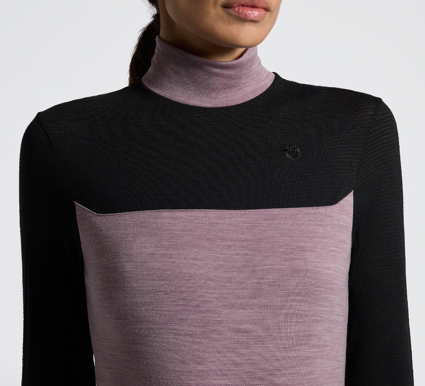 Cavalleria Toscana Technical Wool Turtleneck Training Polo Shirt Black / Grape Shake Medium
