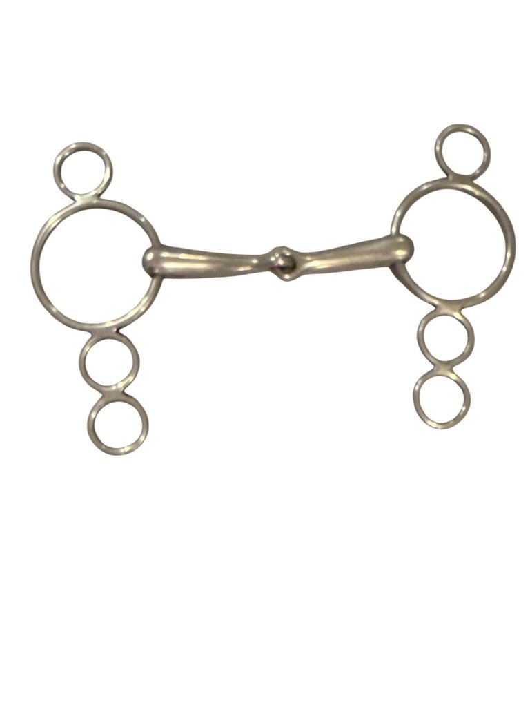Stainless Steel Jointed 3 Ring Dutch Gag Bit 5 1/2"
