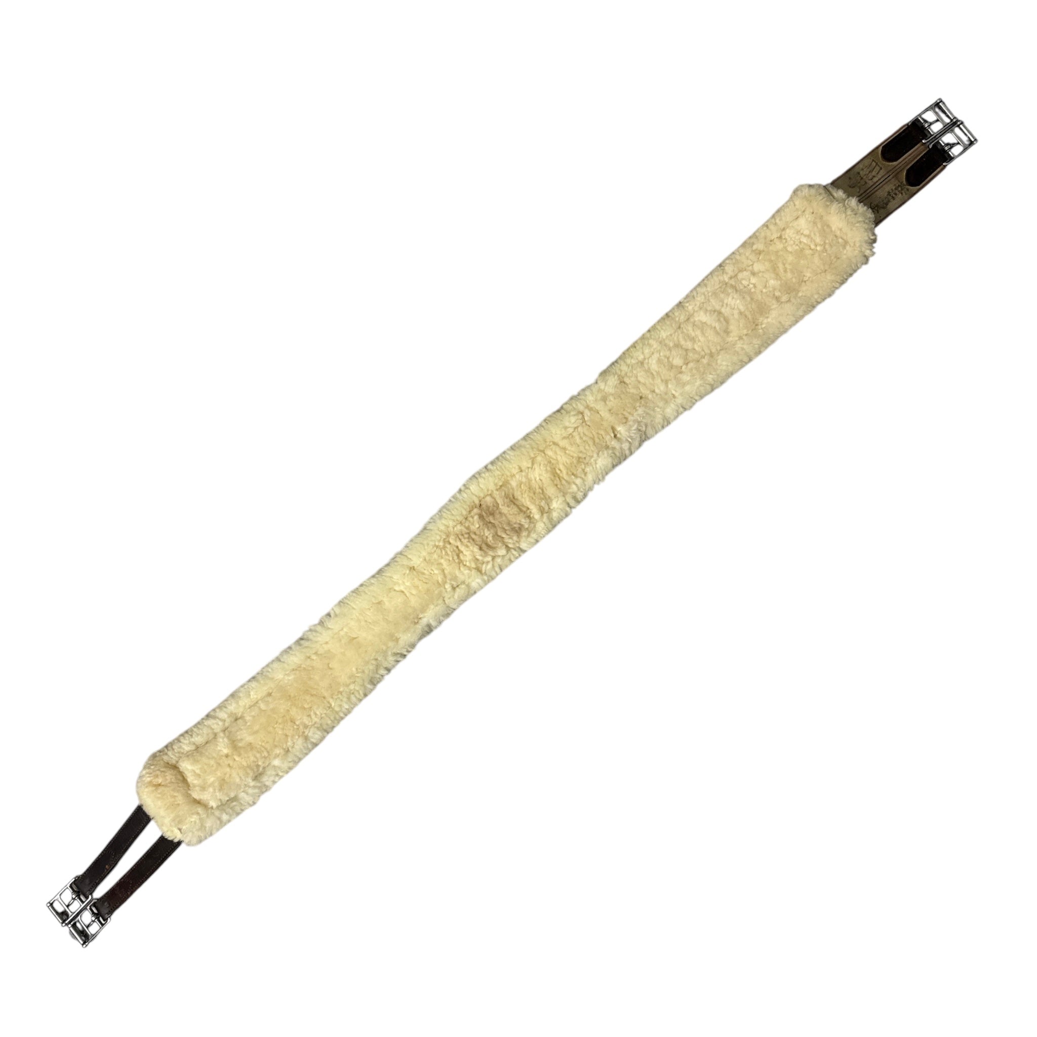 HPF Leather Fancy Stitch Girth with Removable Sheepskin - Dark Brown / Size 56"
