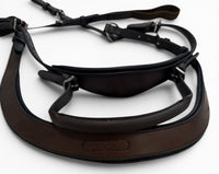 Brown leather bridle on a white background